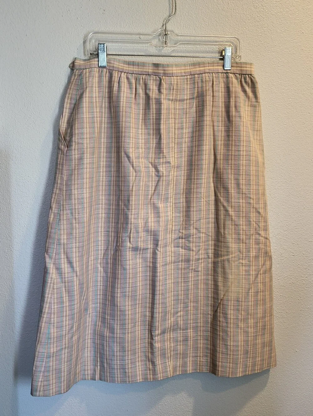 Vintage York Fair Pastel Plaid Midi Pencil Skirt Women's Size 18